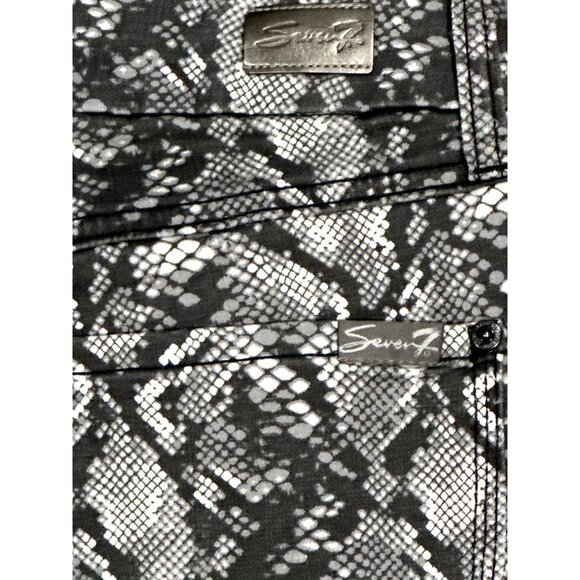 Seven7 Tummyless High Rise Skinny Jeans Black White Snakeskin Print Stretch Sz 6 - Picture 4 of 13